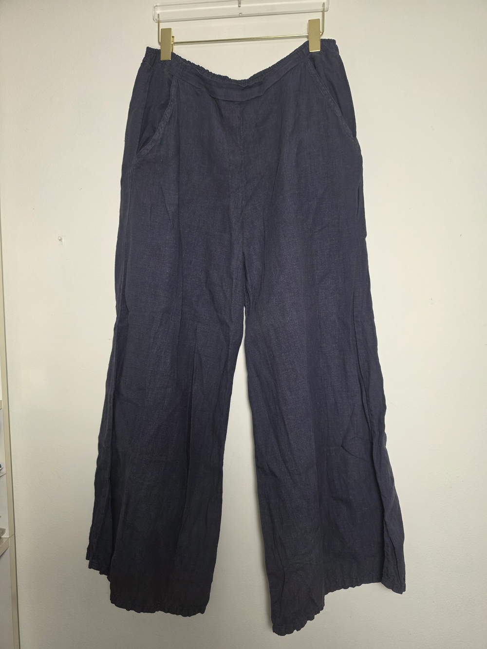 Women's Match Point Navy Linen Wide Leg Pants Size Medium